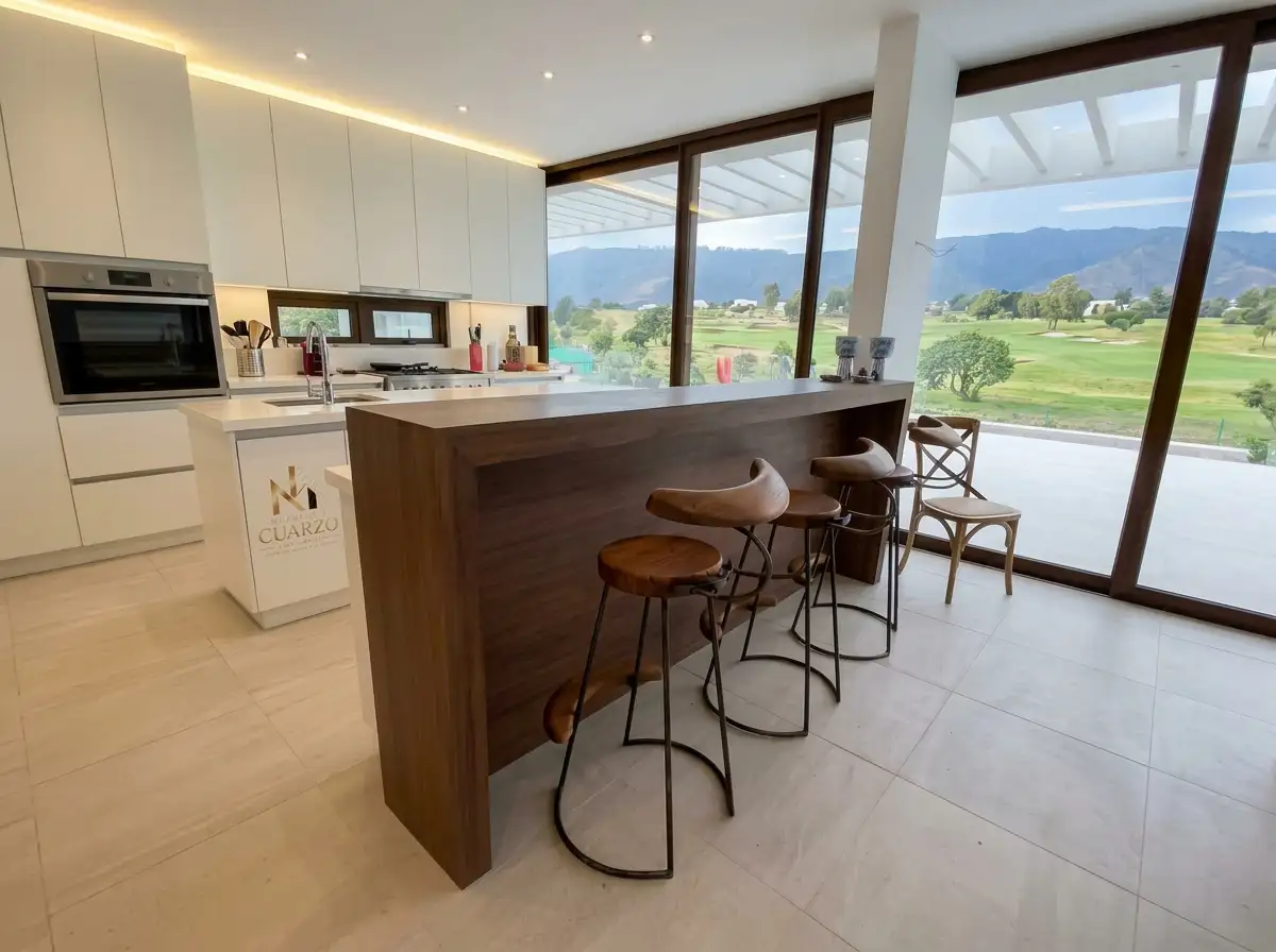 Cocina con cubierta de cuarzo